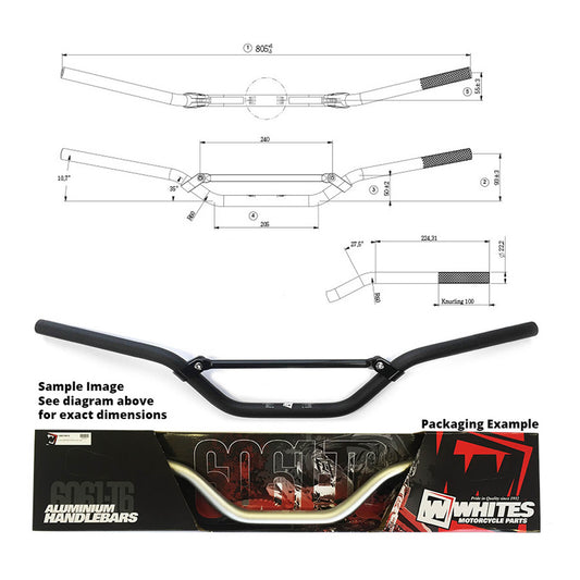 WHITES HANDLEBARS ALLOY 6061 7/8 (22.2MM) KX/KXF/RMZ BLACK #HBR69002