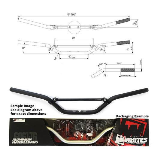 WHITES HANDLEBARS ALLOY 6061 7/8 (22.2MM) CR/RM/YZ/WR BLACK #HBR69802
