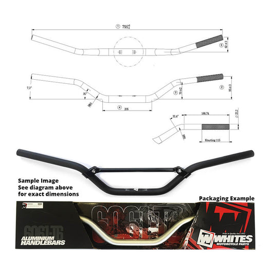 WHITES HANDLEBARS ALLOY 6061 7/8 (22.2MM) KTM SX65 BLACK #HBR69902