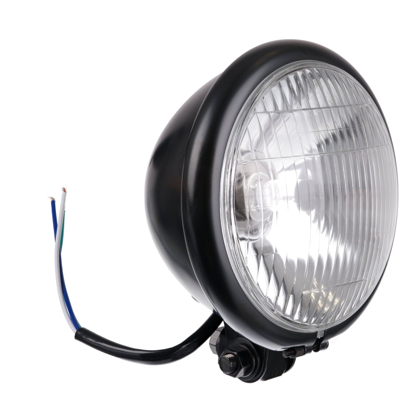 WHITES HEADLIGHT BATES 5 3/4 BTM MNT H4 60/55w BLACK #HDHLBATESB