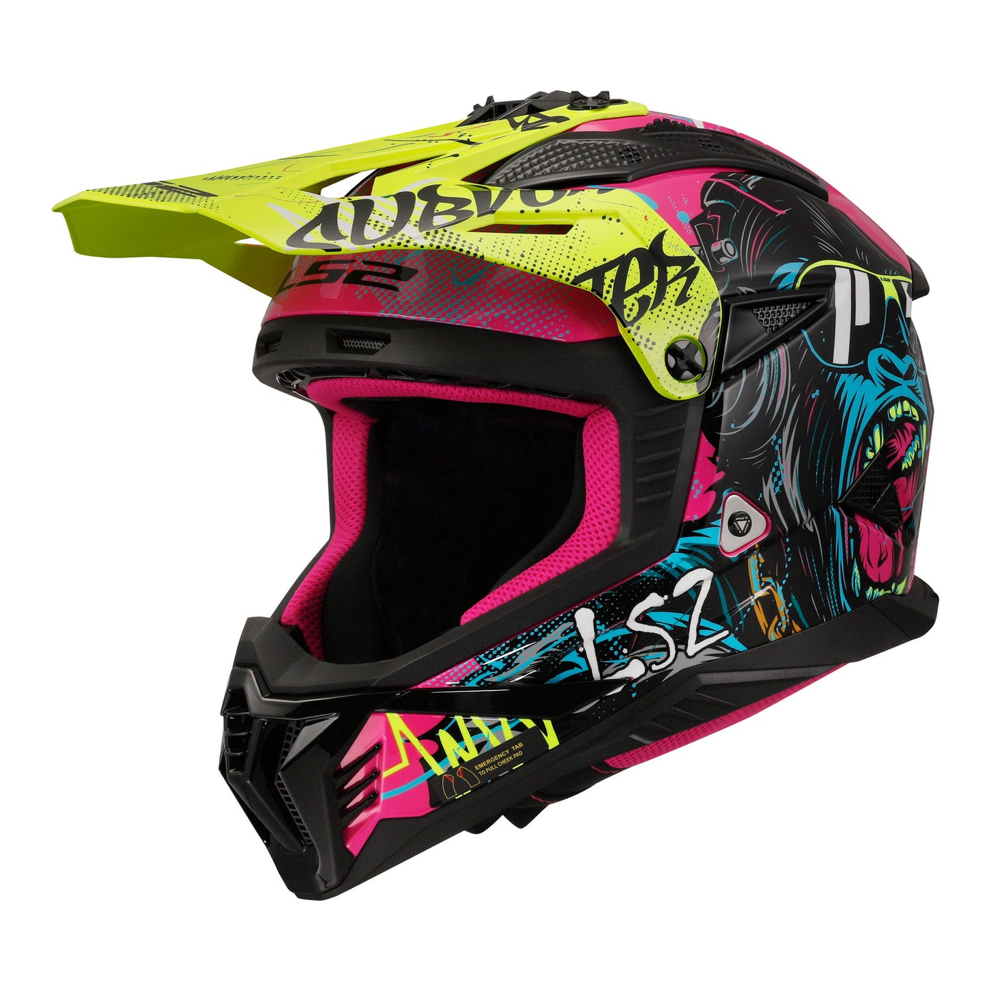 LS2 MX708 Fast II Gorilla - Purple / Hi-Vis Yellow 06