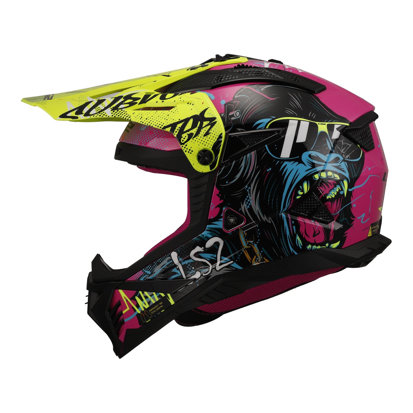 LS2 MX708 Fast II Gorilla - Purple / Hi-Vis Yellow 06