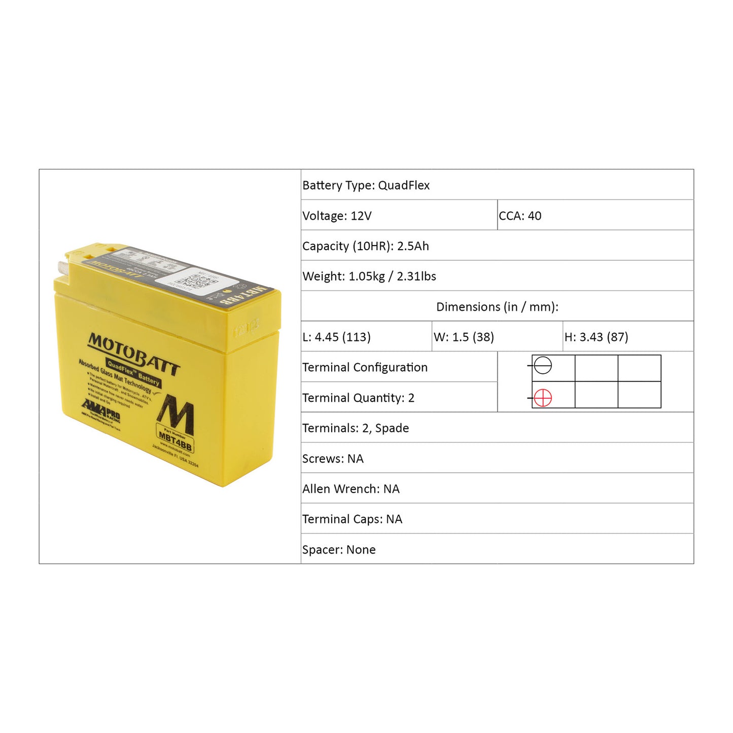 MBT4BB MOTOBATT QUADFLEX BATTERY