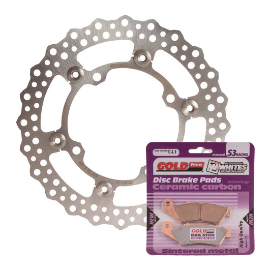 BRAKE DISC & PAD FRONT KIT - KAW KX250F 06-14 - WAVE