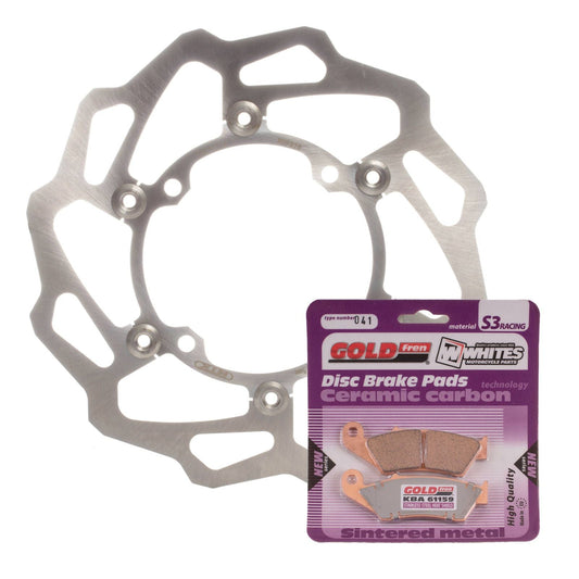 BRAKE DISC & PAD FRONT KIT - KAW KX250F 15 - WAVE