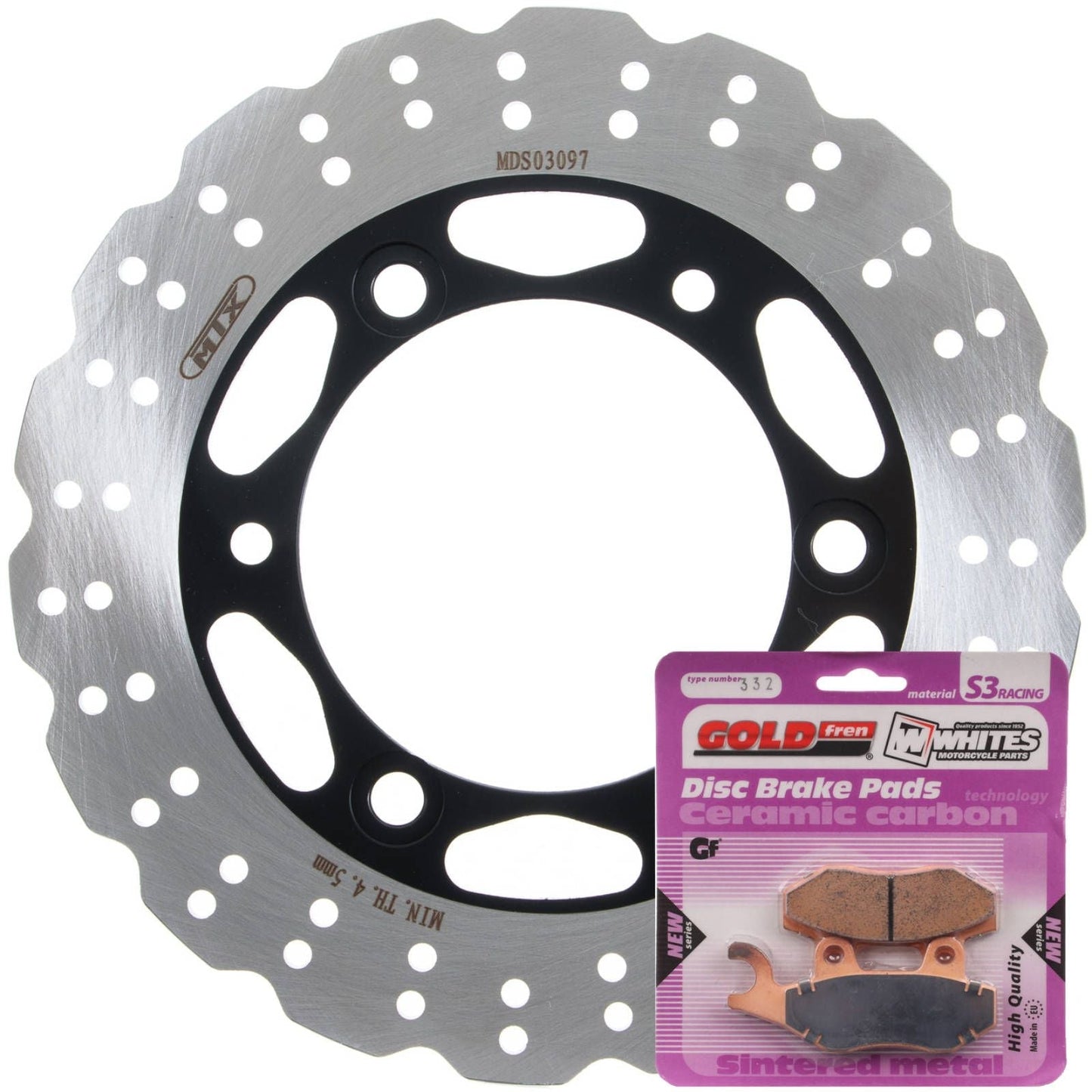 BRAKE ROTOR & PAD REAR KIT - KAW EX300 NINJA 13-17 - WAVE #MDKR03008