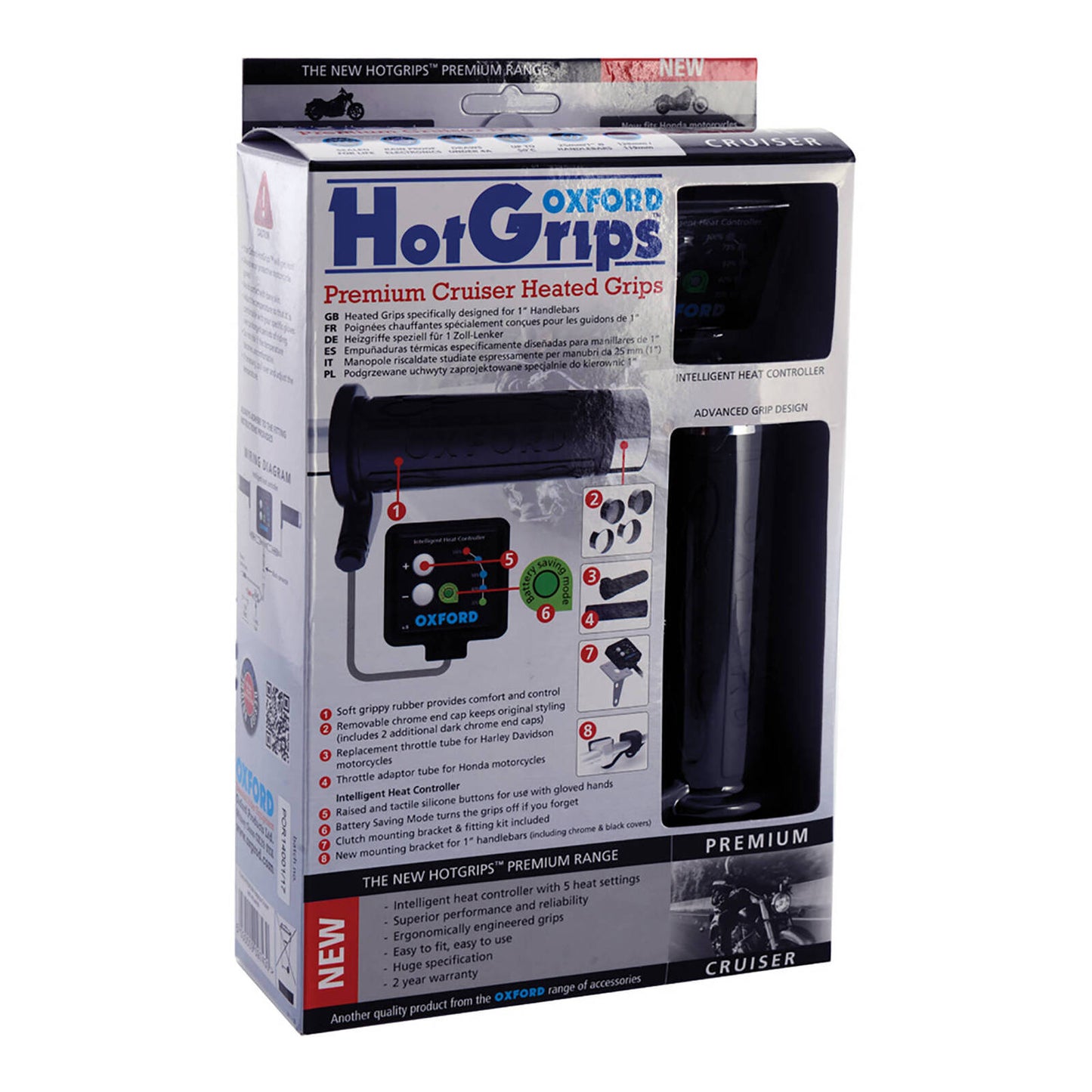 OXFORD HOT GRIPS PREMIUM CRUISER (1 inch bar) with V8 SWITCH