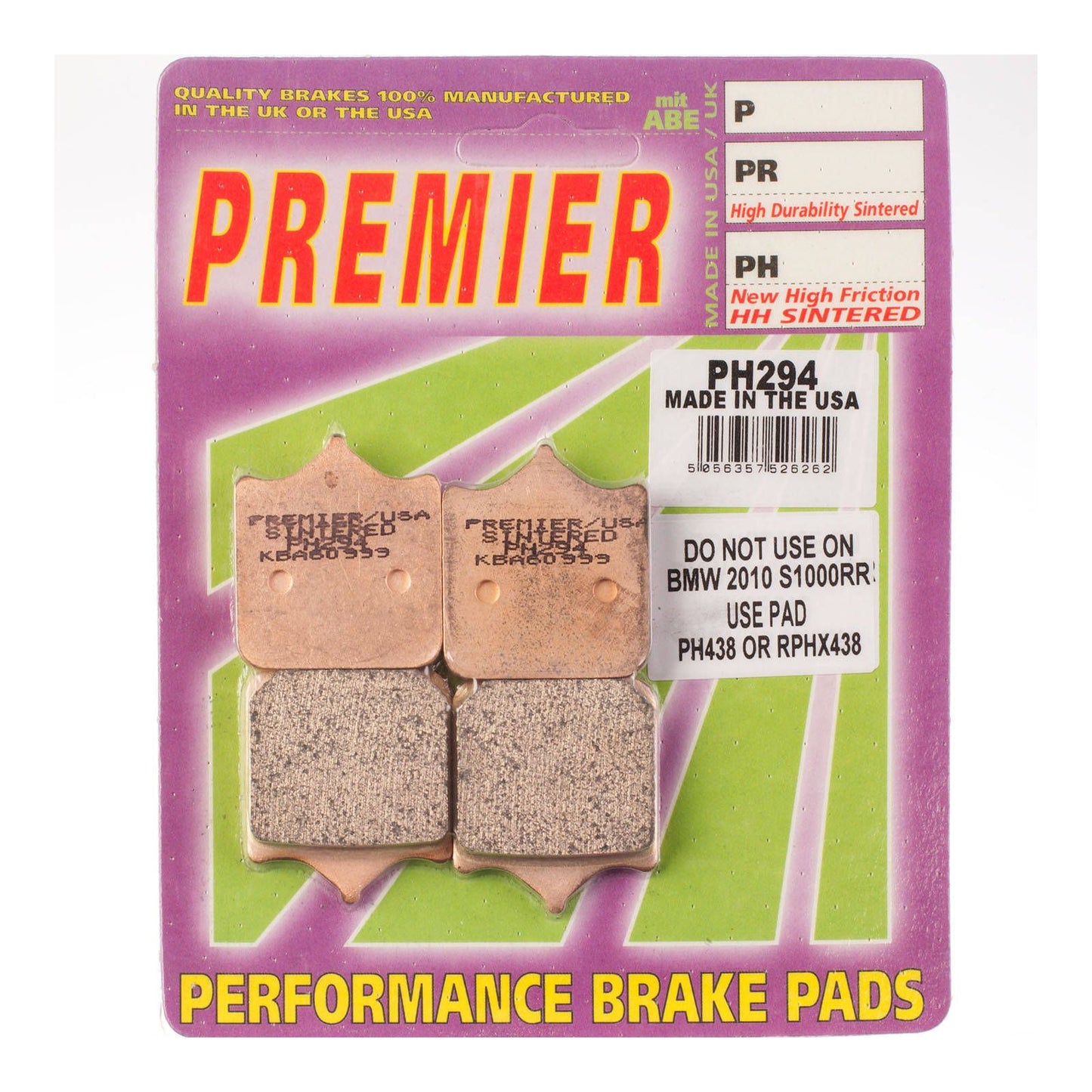 PREMIER BRAKE PADS HI-PERF SINT PH294 - APR | DUC | KTM | MV #PBPH294