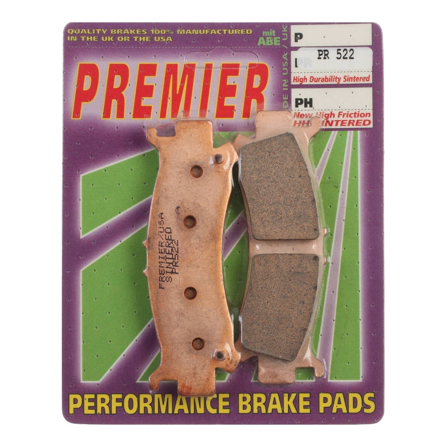PREMIER BRAKE PADS FULL SINTERED PR522 - HON #PBPR522