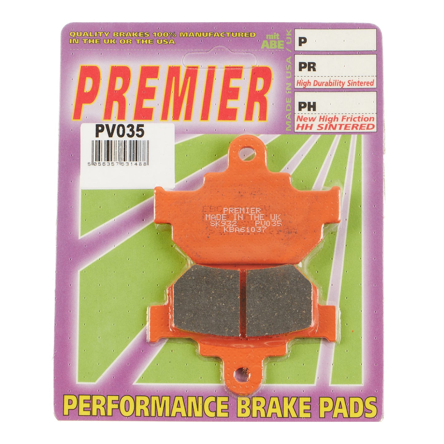 PREMIER BRAKE PADS SEMI SINTERED STREET #PBPV035