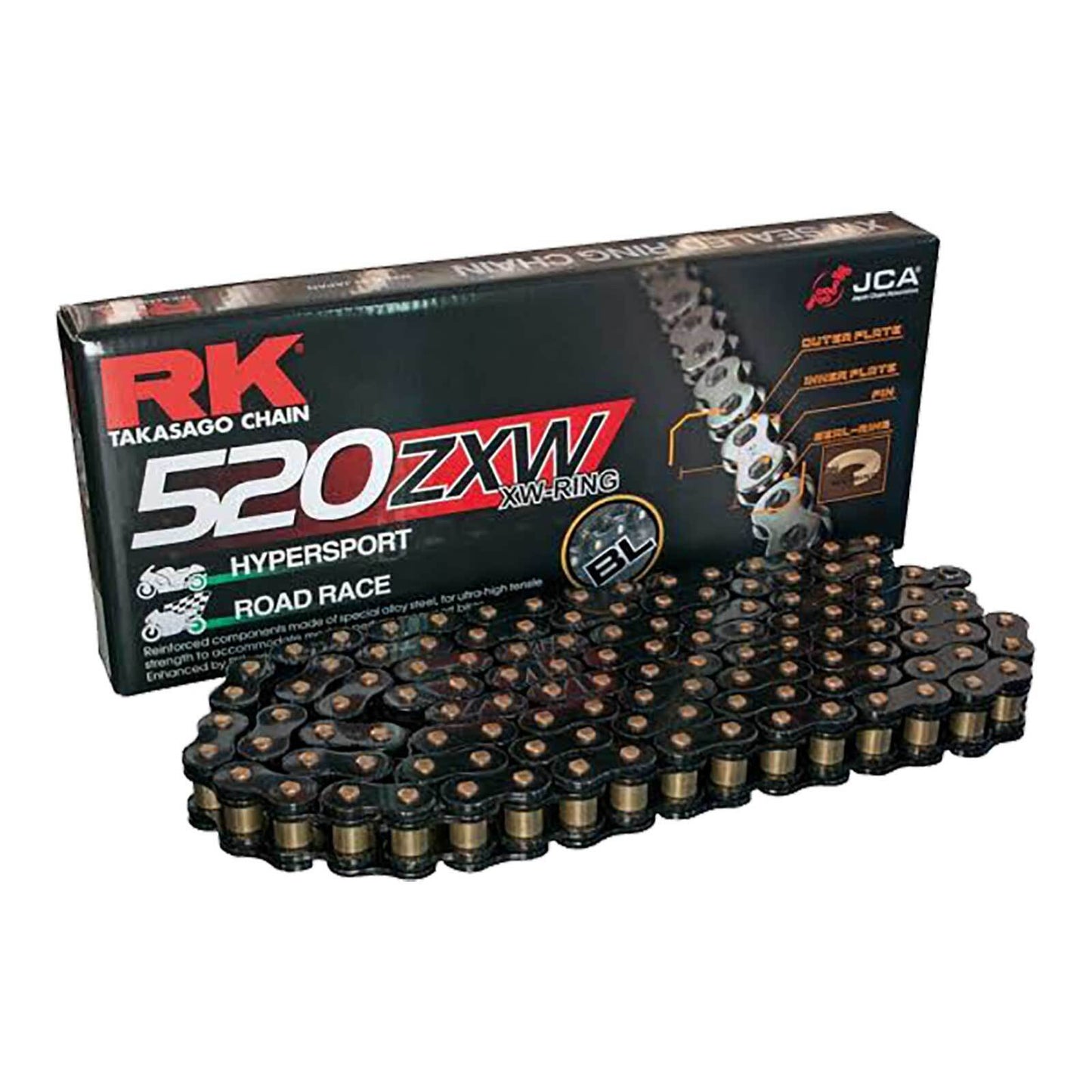 CHAIN RK BLACK 520XZXW x 120 BLACK XW-RING - HYPERSPORTS #RKPBLK520ZXWX120