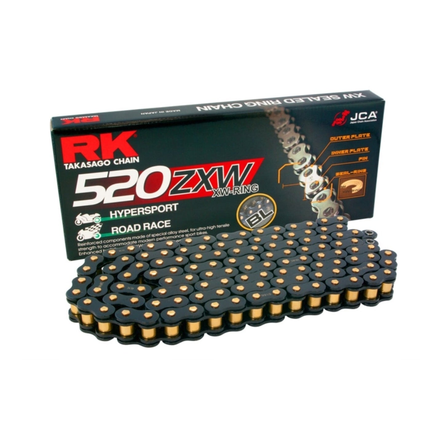 CHAIN RK BLACK 520XZXW x 120 BLACK XW-RING - HYPERSPORTS #RKPBLK520ZXWX120