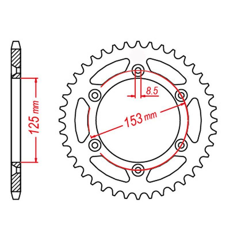 SPKT REAR MTX HORNET LIGHTWEIGHT STEEL 210 50T #520 eMoto#SPR28950H