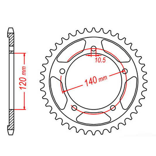 SPKT REAR OE STEEL 1800 44T #530