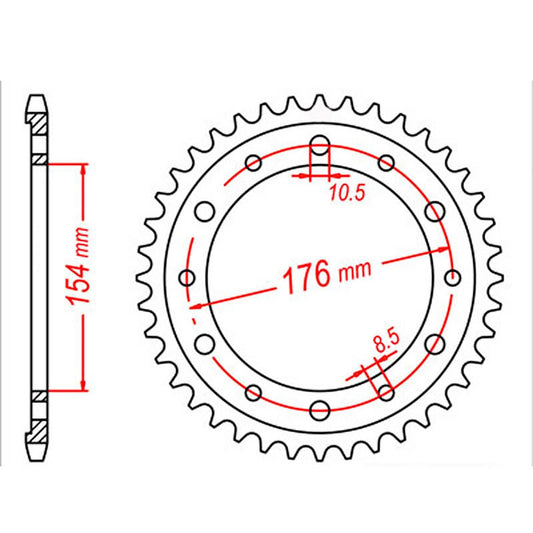 SPKT REAR OE STEEL 1340 44T #530