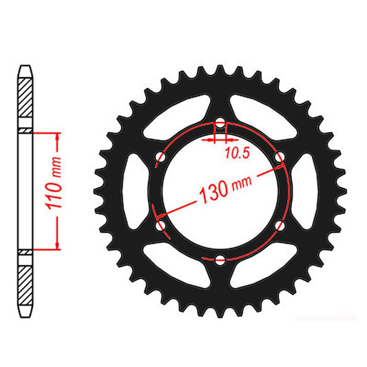 SPKT REAR ALLOY MTX ZERO BLK 486 43T #520