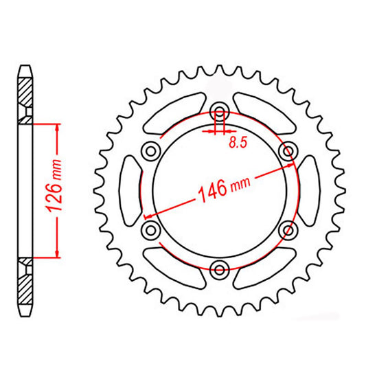 SPKT REAR OE STEEL 808 49T #520