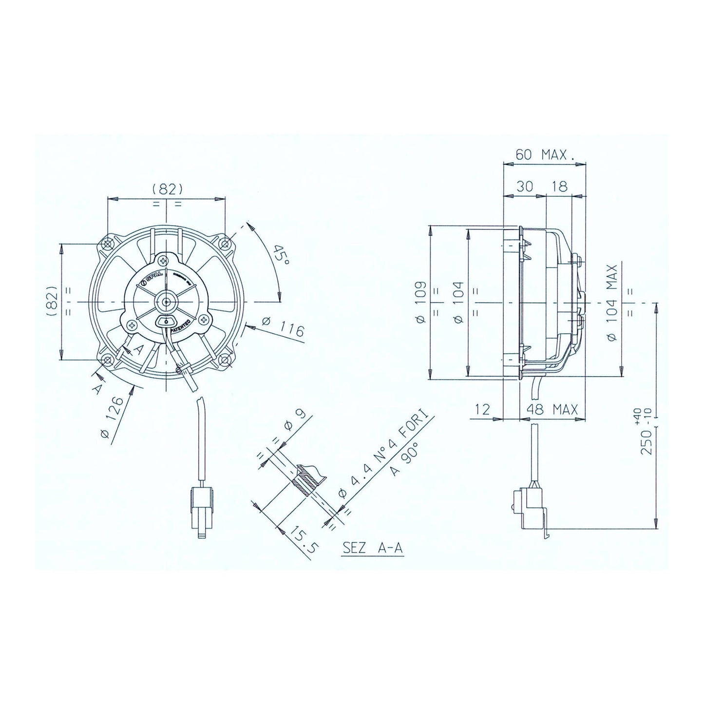 SPAL UNIVERSAL 12V COOLING FAN - 104MM DIAM X 60MM HIGH #WPELCF1